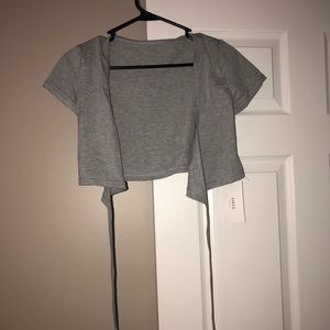 Grey ZAFUL tie crop top
